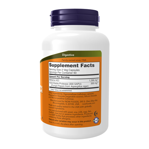 Betaine HCl 648 mg 120 Veg Capsules