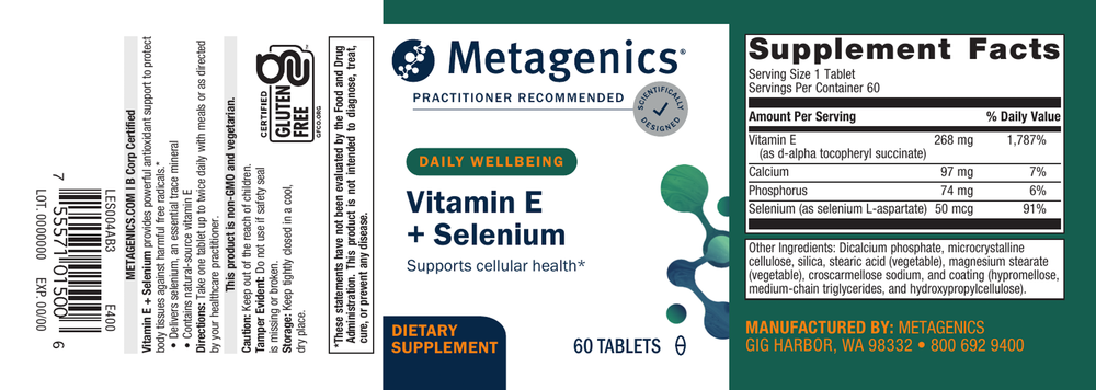 Vitamin E + Selenium - 60 Tablets