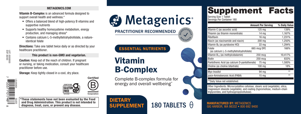 Vitamin B-Complex - 180 Tablets