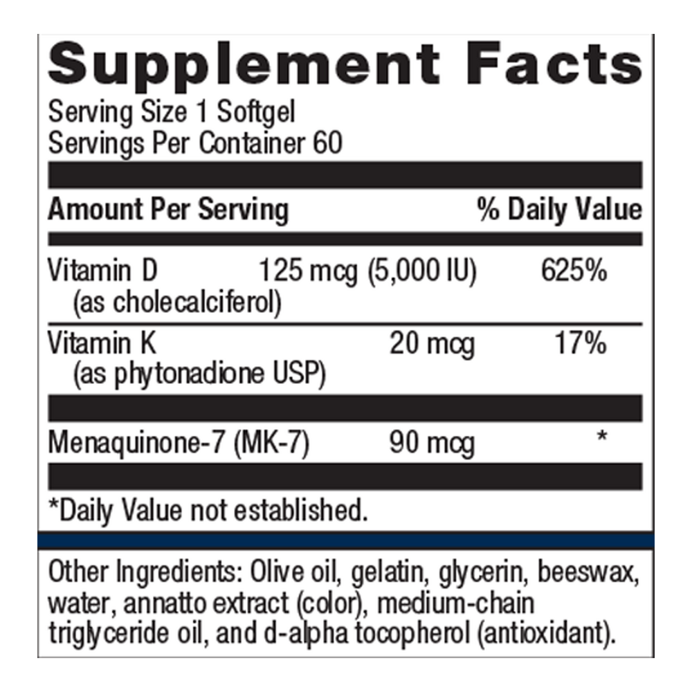 Vitamin D3 5000 + K - 60 Softgels