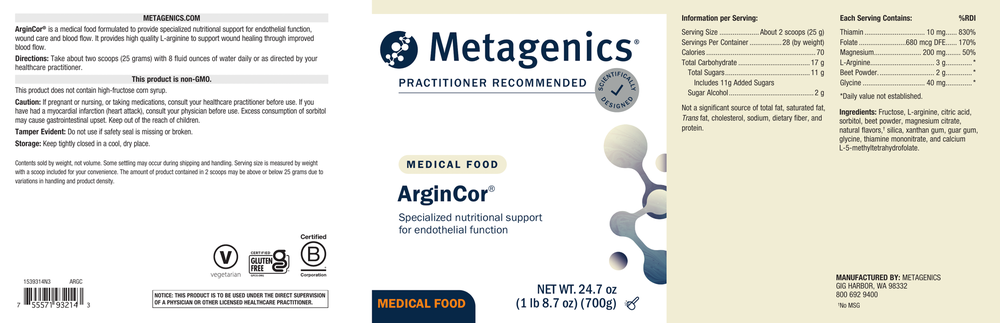 ArginCor Medical Food - 28 Servings