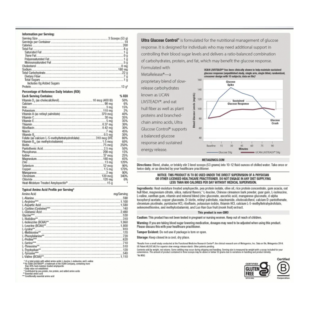 Ultra Glucose Control Vanilla Flavor - 14 Servings