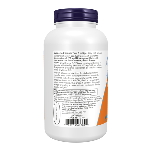 Ultra Omega 3-D Fish Oil (Fish Gelatin) 180 Fish Softgels