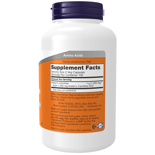 Acetyl-L-Carnitine 500 mg 200 Veg Capsules