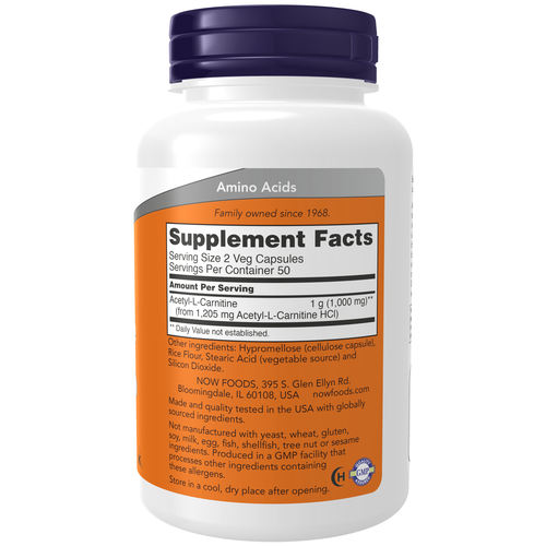 Acetyl-L-Carnitine 500 mg 100 Veg Capsules