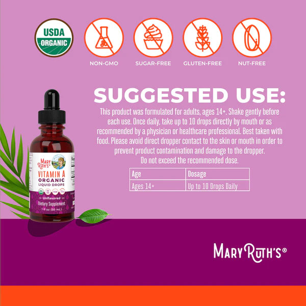 Vitamin A Organic Liquid Drops 1 oz