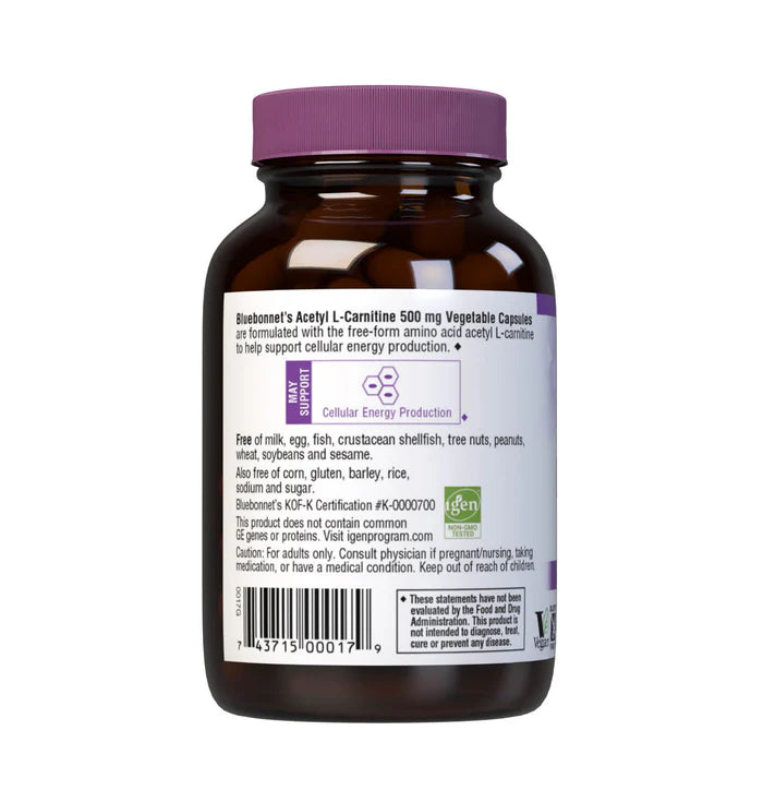 Acectyl L-Carnitine 500 mg 30 Vegetable Capsules