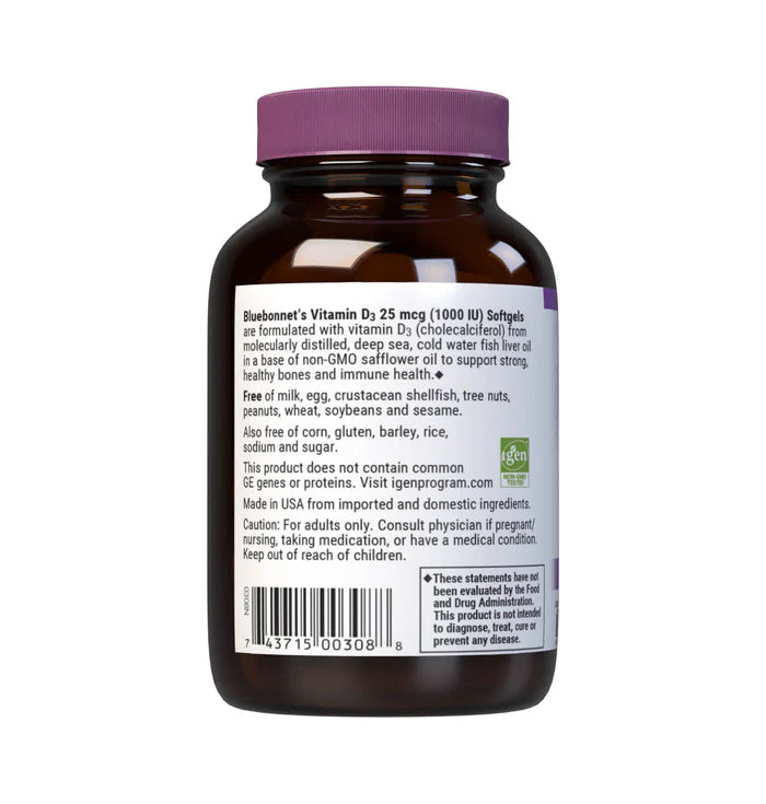 Vitamin D3 1,000 IU 25 mcg 100 Softgels