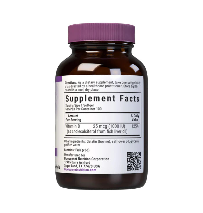 Vitamin D3 1,000 IU 25 mcg 100 Softgels