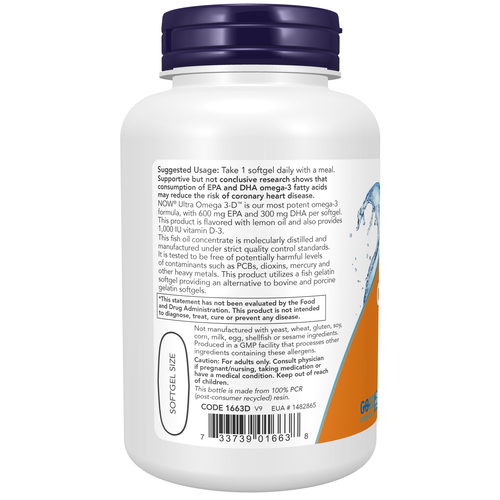Ultra Omega 3-D Fish Oil (Fish Gelatin) 90 Fish Softgels