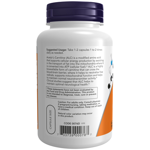 Acetyl-L-Carnitine 500 mg 100 Veg Capsules