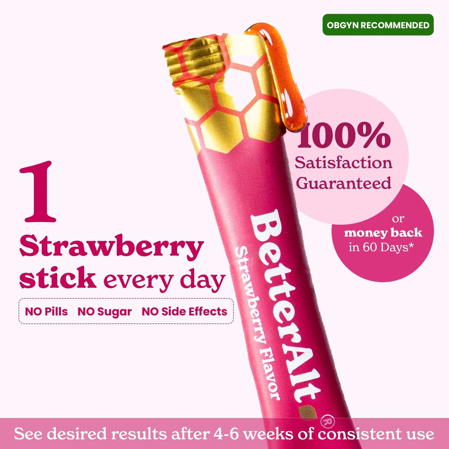 Betteralt Himalayan She-lajit Honey Sticks With Shatavari & Saffron Strawberry - 30 Sticks