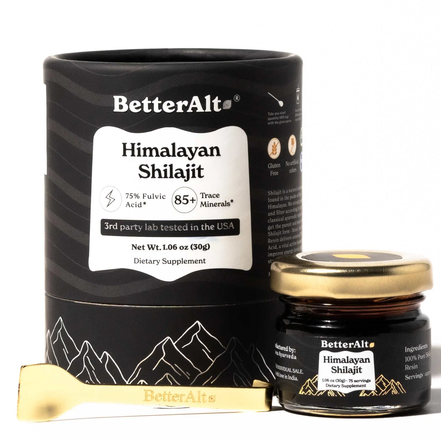 Betteralt Himalayan Pure Shilajit Resin - 85+ Trace Minerals For Energy & Immunity 1.06 oz