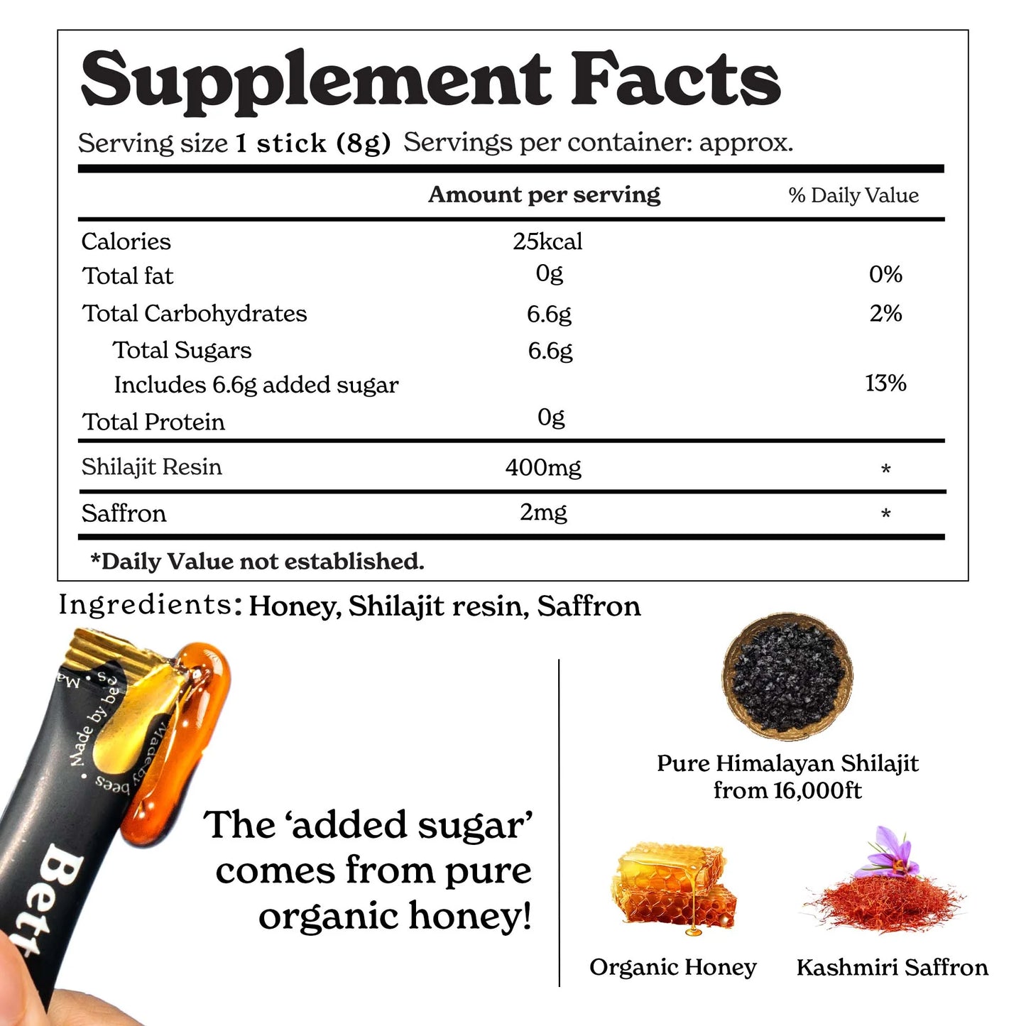 Betteralt Himalayan Shilajit Honey Sticks - For Energy Boost & Immune Support Cinnamon - 30 Sticks