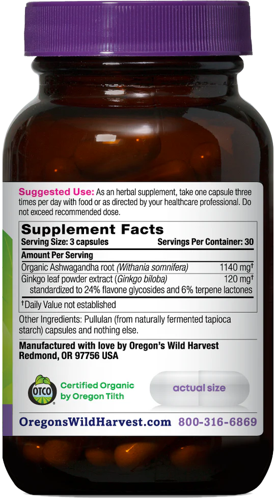 Ashwagandha Ginkgo Capsules 90 Ct.