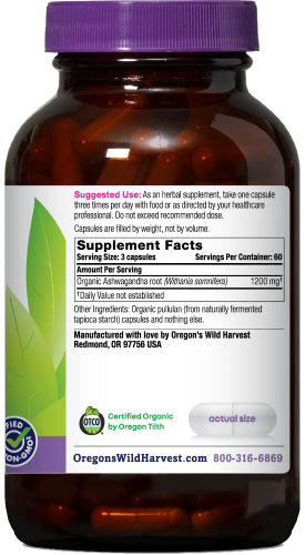 Ashwagandha 180 Organic Vegan Capsules
