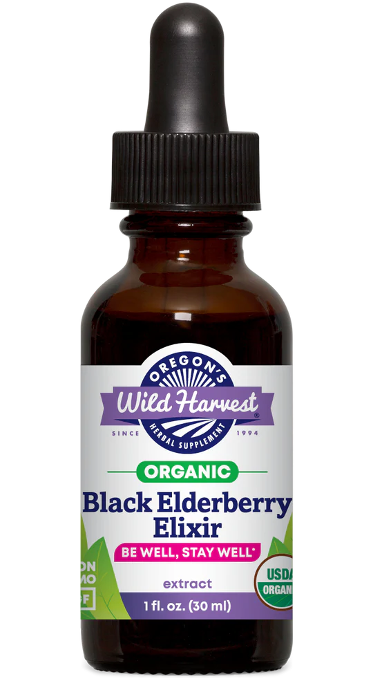 Black Elderberry Elixir Organic Herbal Extract 1 oz.