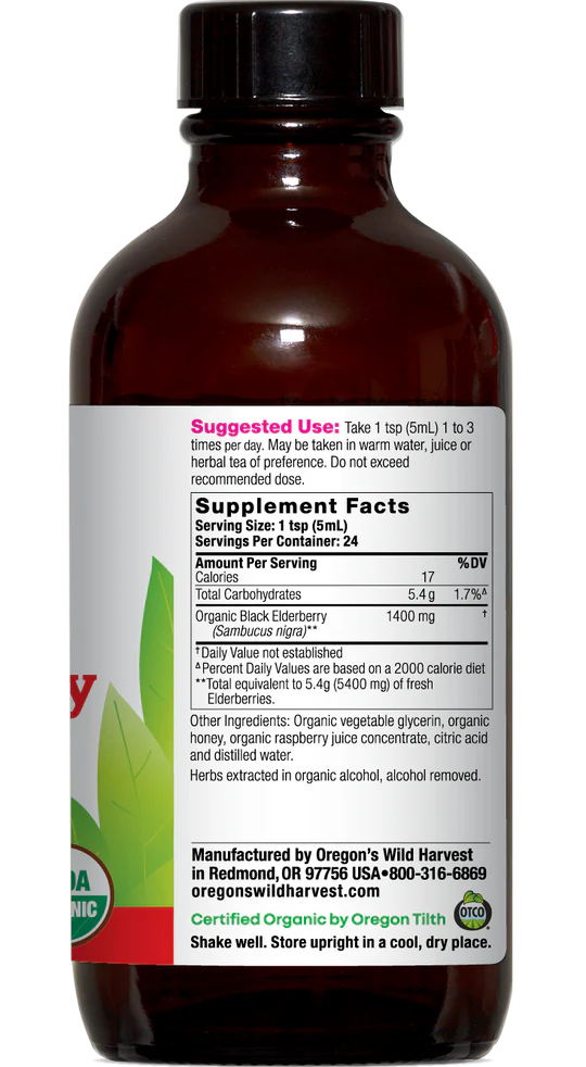 Black Elderberry Honey Organic Alcohol-Removed Extract 4 oz