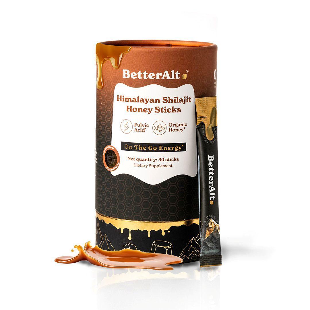 Betteralt Himalayan Shilajit Honey Sticks GOLD+ Shilajit Honey Sticks Caramel