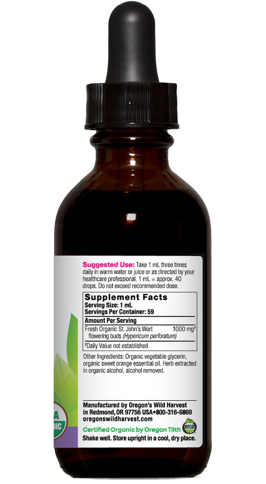 St. John's Wort Extract 2 oz Organic Alcohol-free