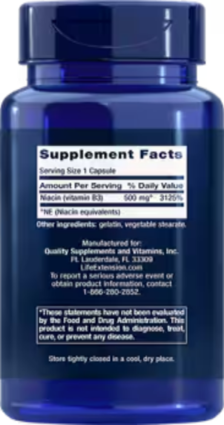 Vitamin B3 Niacin 500 mg 100 Capsules