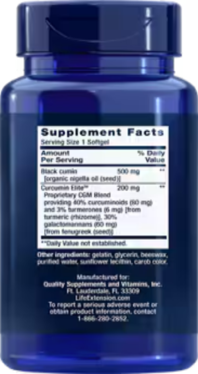 Black Cumin Seed Oil and Curcumin Elite 60 Softgels