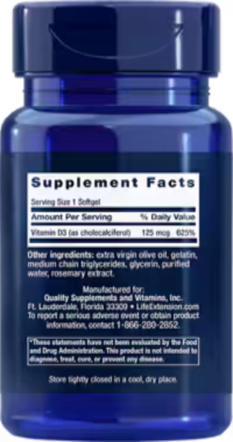 Vitamin D3 125 mcg (5000 IU) 60 Softgels