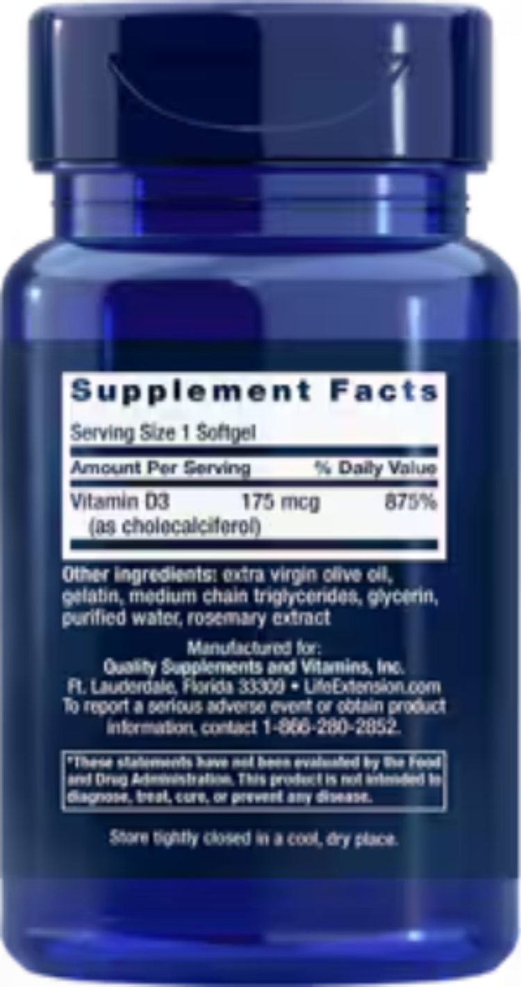 Vitamin D3 175 mcg (7000 IU) 60 Softgels