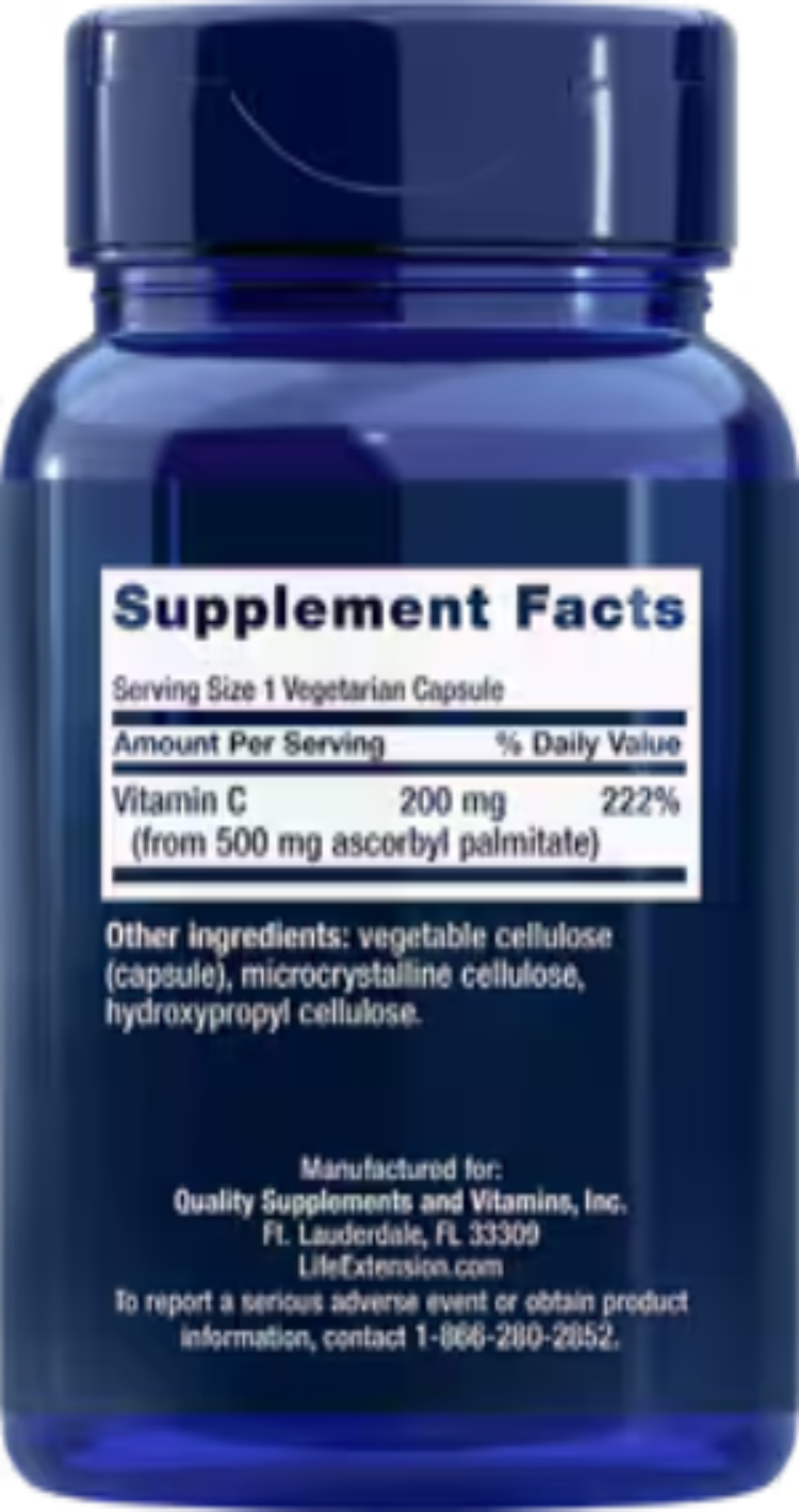 Ascorbyl Palmitate 500 mg 100 Vegetarian Capsules