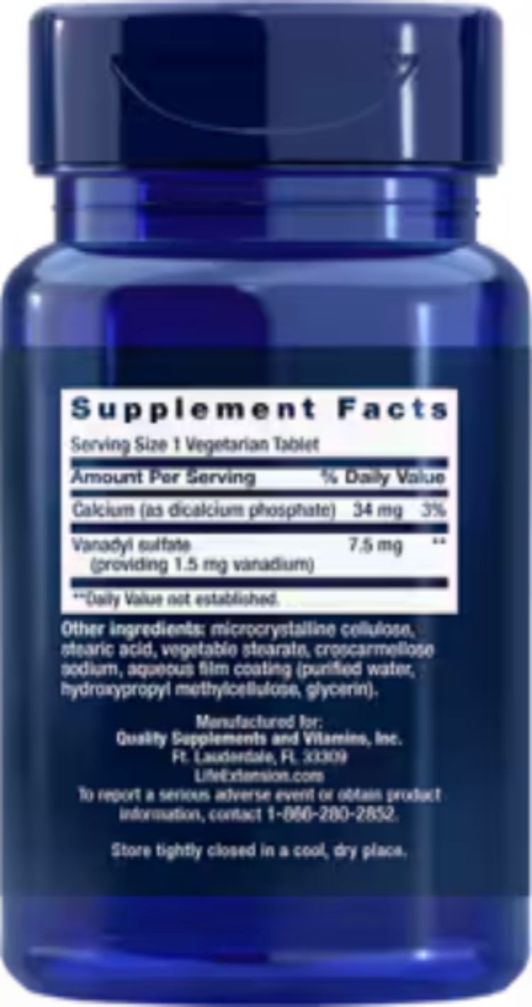 Vanadyl Sulfate 7.5 mg 100 Vegetarian Tablets
