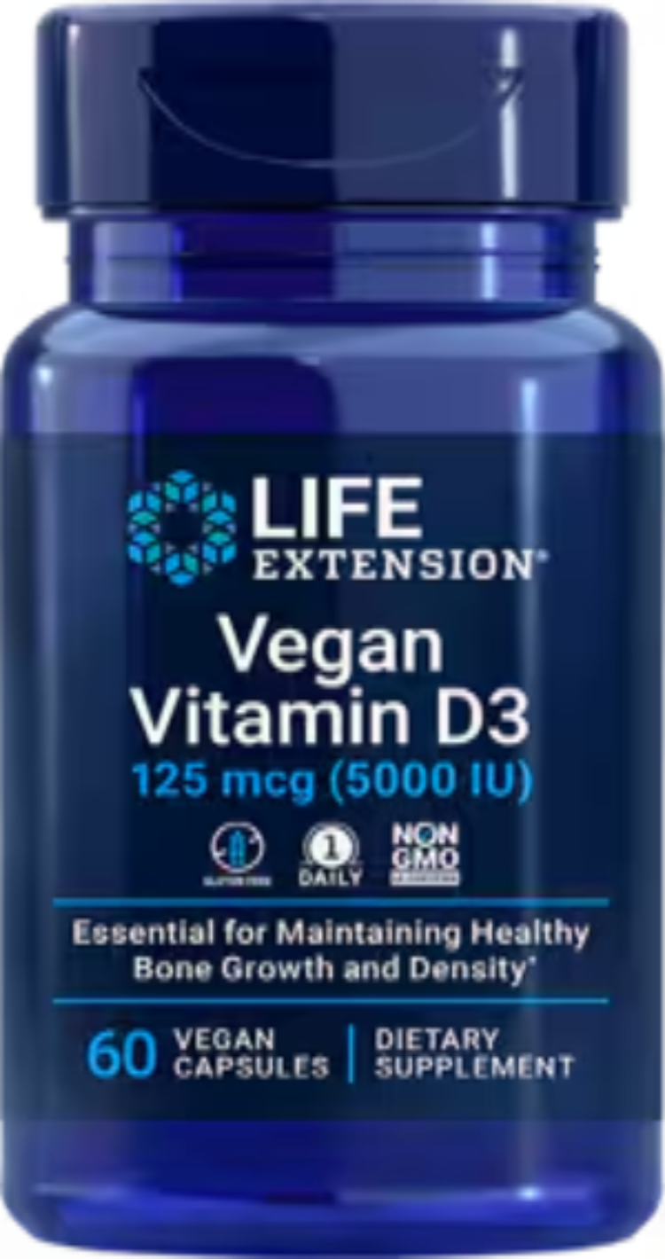 Vegan Vitamin D3 125 mcg (5000 IU), 60 Vegan Capsules
