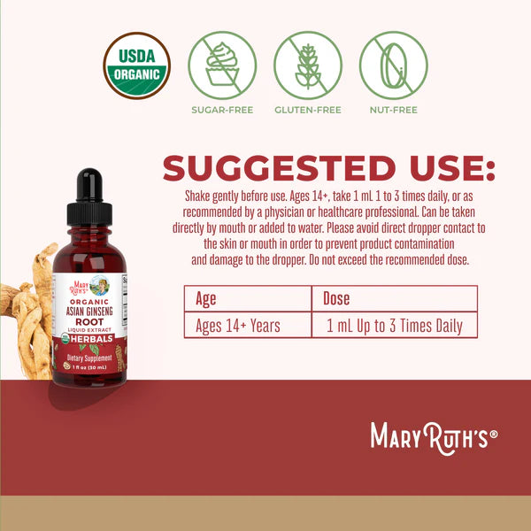 Asian Ginseng Drops, Org, 1 oz