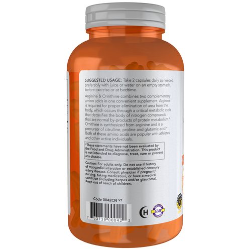Arginine & Ornithine 500 mg / 250 mg 250 Veg Capsules