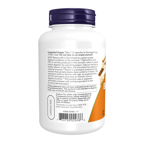 Betaine HCl 648 mg 120 Veg Capsules