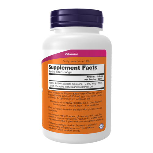 Beta Carotene Natural 7,500 mcg 180 Softgels