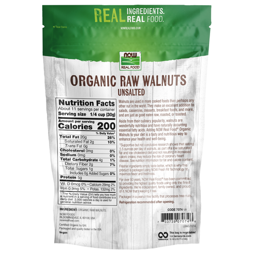 Walnuts Organic Raw & Unsalted 12 oz