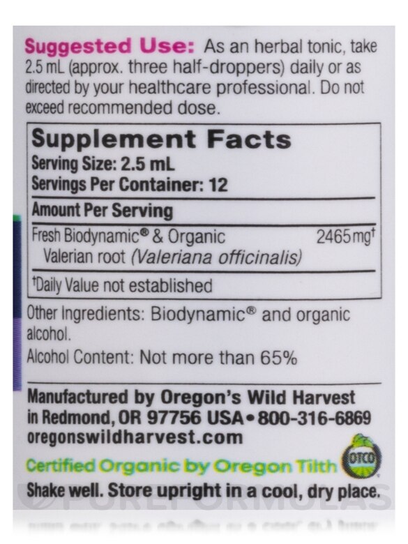 Valerian Biodynamic Herbal Tonic 1 oz