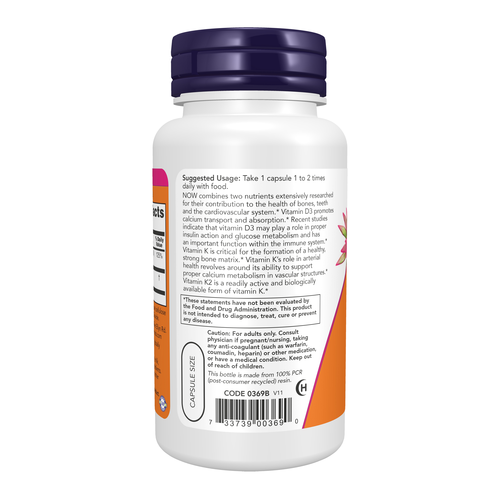 Vitamin D-3 & K-2 120 Capsules