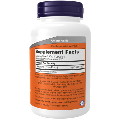 Arginine 500 mg 250 Veg Capsules