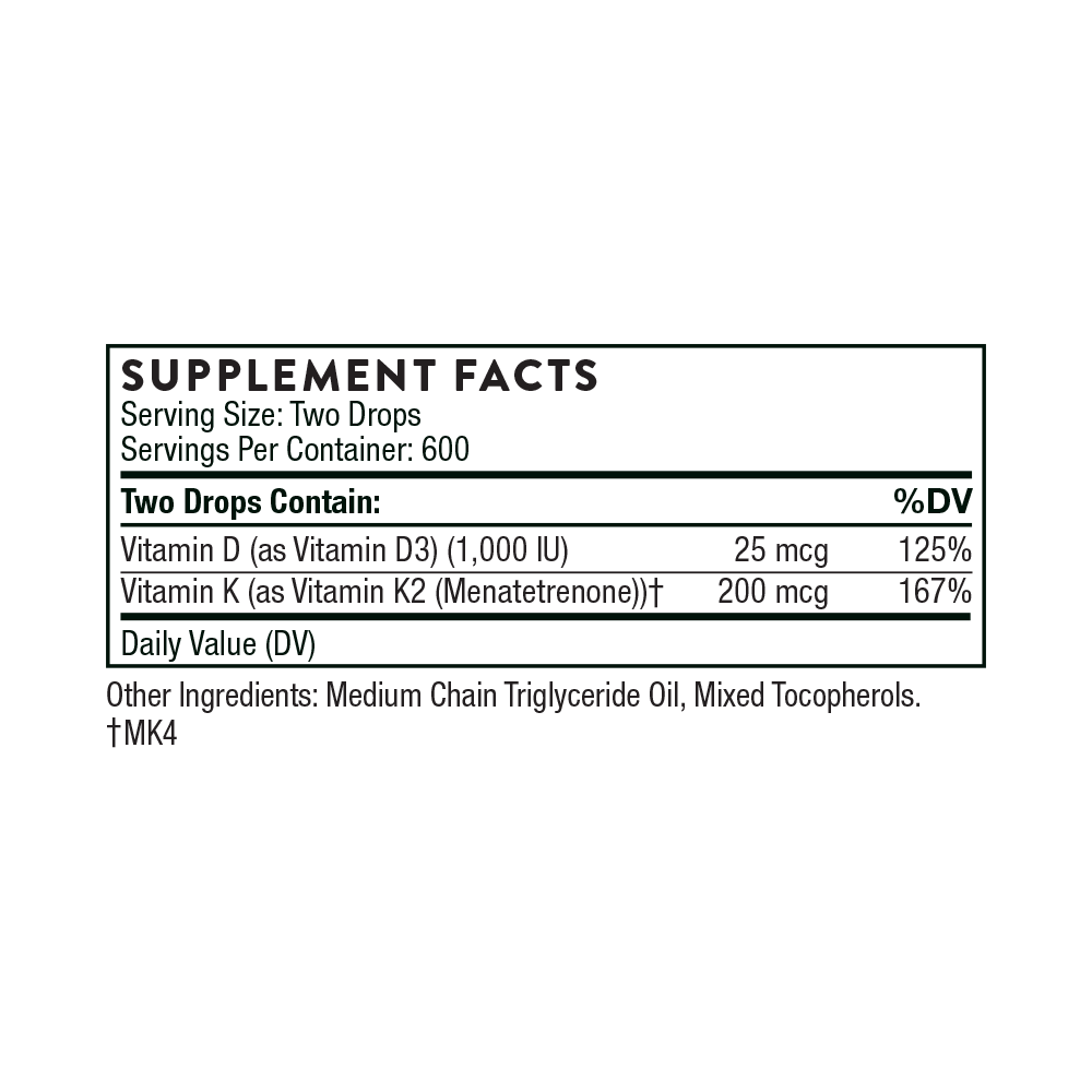 Vitamin D + K2 Liquid - 1 fl. oz 30 ml