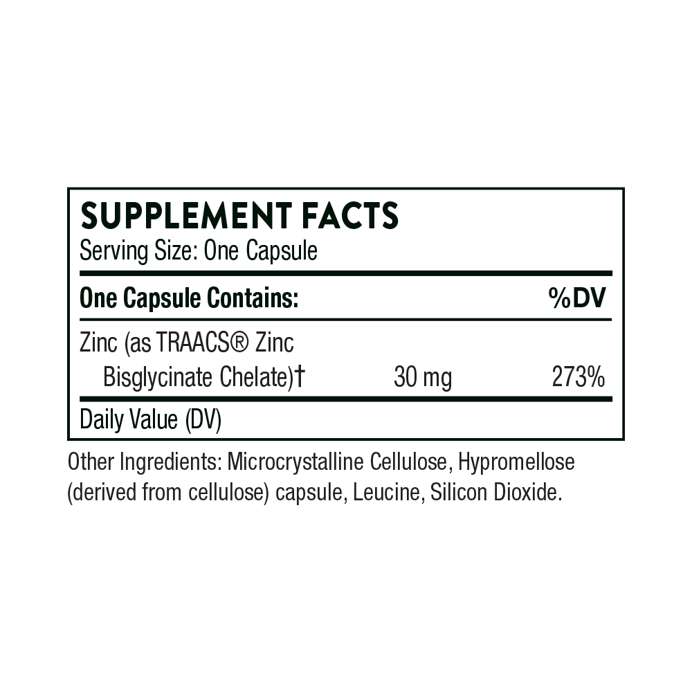 Zinc Bisglycinate 30 mg - 60 Capsules