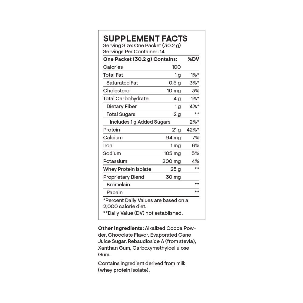 Whey Protein Isolate Chocolate Flavored - 14 Packets