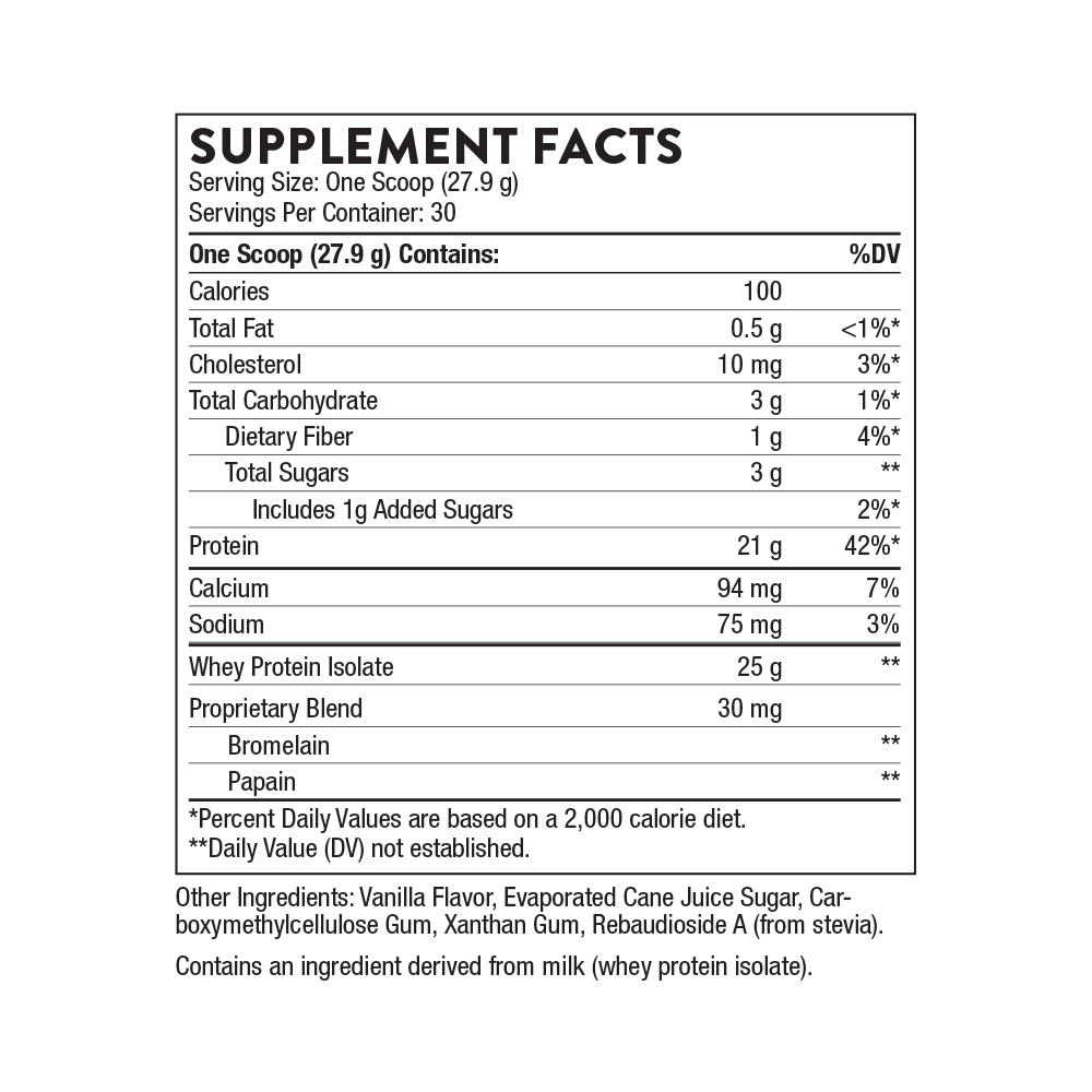 Whey Protein Isolate Vanilla Flavored - 29.5 oz 837 Grams