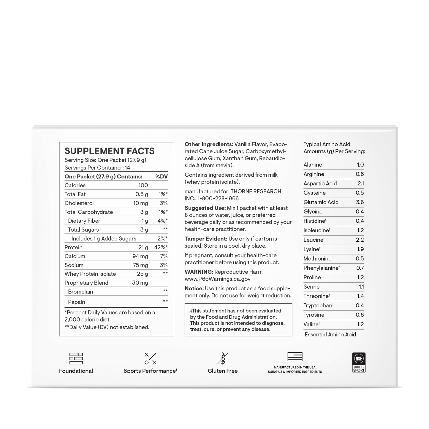 Whey Protein Isolate Vanilla Flavored - 14 Packets