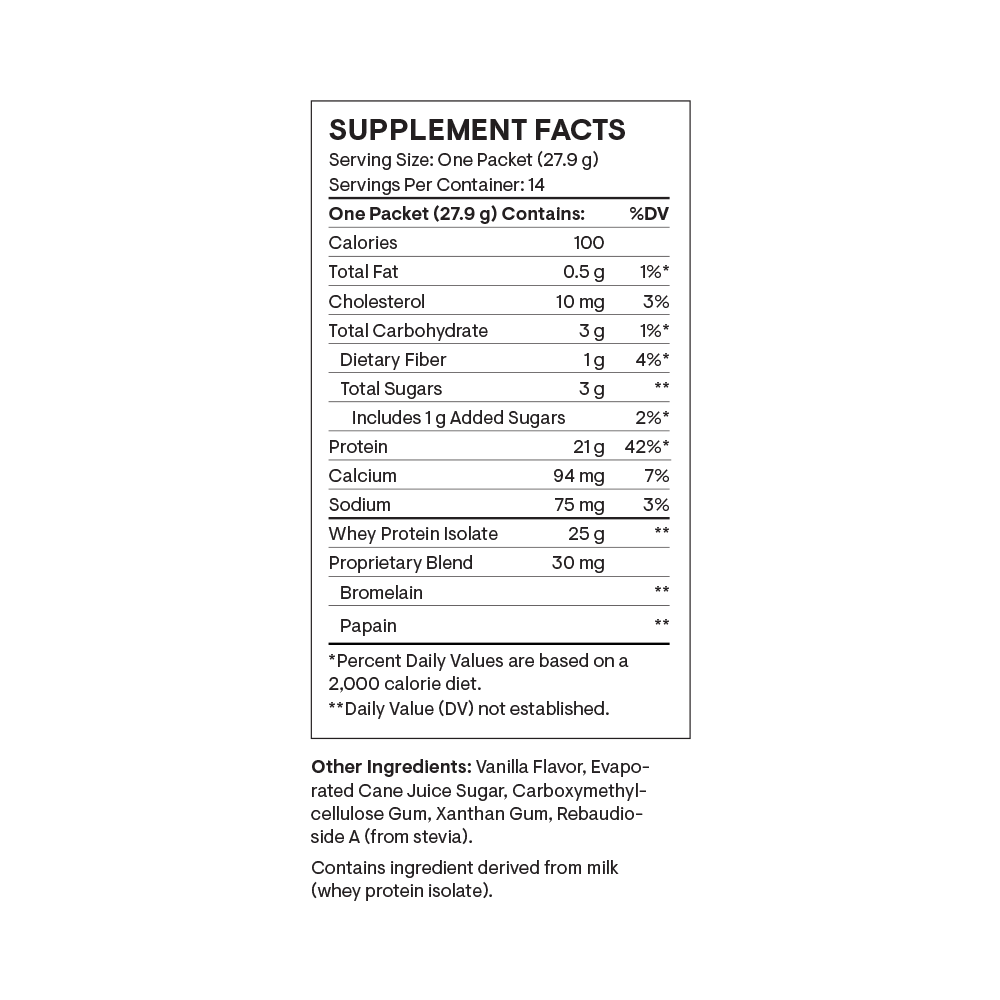 Whey Protein Isolate Vanilla Flavored - 14 Packets