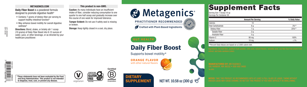 Daily Fiber Boost Orange Flavor 10.58 oz 300 Grams