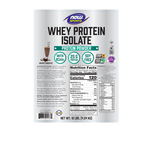 Whey Protein Isolate Creamy Chocolate Powder 10 Lb