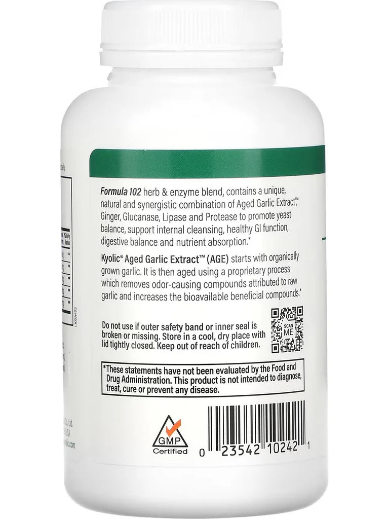 Kyolic Aged Garlic Extract Cleanse & Digestion Formula 102 200 VCaps