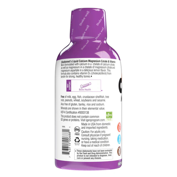 Liquid Calcium Magnesium Citrate Plus Vitamin D3 Natural Lemon 16 fl oz