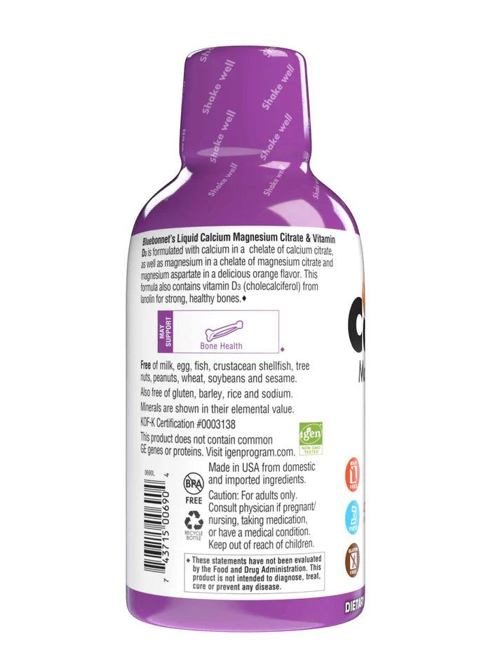 Liquid Calcium Magnesium Citrate Plus Vitamin D3 Natural Orange 16 fl oz